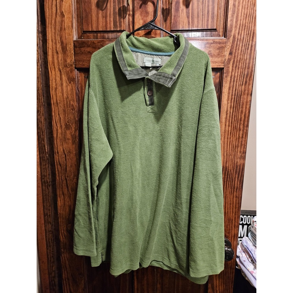 Territory Ahead XL Tall Pullover Sweater Shirt Quarter Button Up Men Green